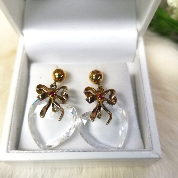 Vintage Lenox crystal heart earrings - Picture 8 of 11